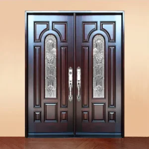Custom Modern Double Solid Wood Front Entry Doors with Glass
