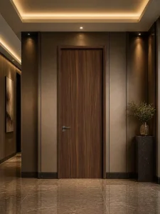 Custom Modern Flush Interior Door, Solid Core Flat Panel Wooden Bedroom Door, Soundproof