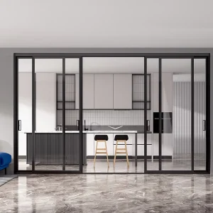 Custom Modern Frosted Glass Partition Sliding Door with Ultra-Thin Aluminum Frame and Custom Color Options