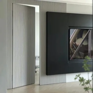 Custom Modern Invisible Wooden Interior Door with Push-Pull Opening for Apartments, Hotels, Workshops, and Living Rooms