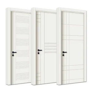 Custom Modern Ivory White Composite Wood Interior Door, Single Leaf, House Hotel Apartment
