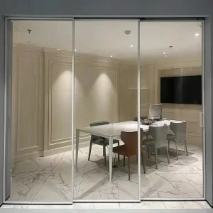Custom Modern Minimalist Aluminum Double Glazing Tempered Glass Sliding Door for Interior Use Slim Design