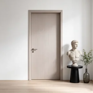 Custom Modern Minimalist Smooth-Finish Water-Resistant Wooden Entrance Door for Bedrooms and Villas, Sound-Insulating