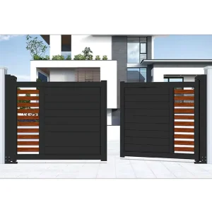 Custom Modern Powder Coated Lightweight Weatherproof Aluminum Swing Entrance Gate for Villa Garden and Commercial Projects
