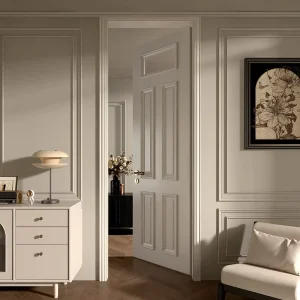 Custom Modern Solid Wood Interior Door with Sound Insulation White Paint Finish Bedroom Glass Flat Door