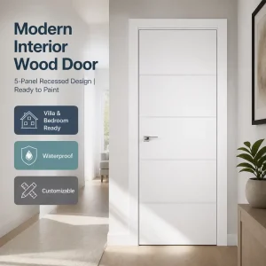 Custom Modern Solid Wood Interior Energy-Efficient Waterproof Finished Door for North American Bedrooms and Houses, Minimalist Design