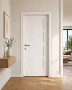 Custom Modern White 3-Panel Prehung Soundproof Waterproof Composite Interior Wood Door