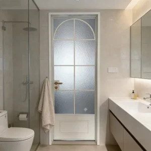 Custom Narrow Frame Aluminum Swing Door with Clear or Frosted Glass Customized Size Bathroom Door
