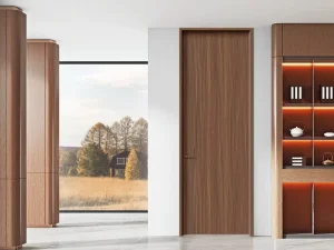 Custom Narrow-Frame Aluminum Wood-Grain Waterproof Single Interior Door