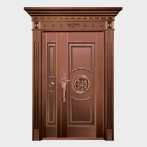Custom Natural Copper Color Bulletproof Security Entry Door for Villa, Hotel, or Apartment