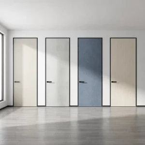 Custom OEM Frameless Flush Aluminum Honeycomb Solid Wood French Interior Door