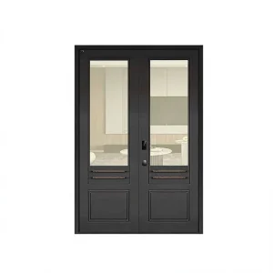 Custom OEM Waterproof Aluminum Entry Door, Double Swing Glass Exterior Front Door for Villa, Hotel, and Main Entrance Security