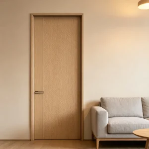 Custom Oak-Veneer Interior Wooden Slab Door for Senior Living Apartment Building