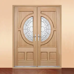 Custom Outdoor Front Entry Wooden Door Oak Solid Wood for House or Villa