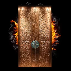 Custom Outdoor Residential Bronze and Copper Double Entry Door