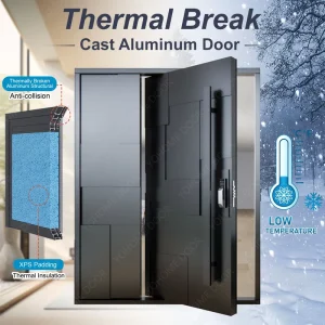 Custom Oversize Pivot Thermally Broken High-Insulation Aluminum Villa Main Door with Side Panel for Canada Construction Project