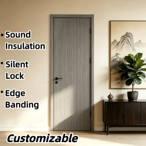 Custom Paint-Free PVC Interior Door with Edge Banding and Anti-Scratch Finish for Hotels