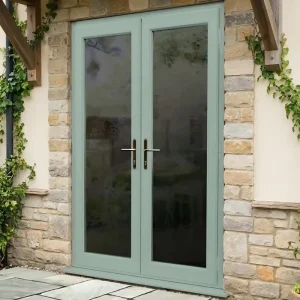 Custom RAL Color Thermal Break Aluminum Double Swing Door with Fluorocarbon Finish, 3D Adjustable Hinges, Manual Residential Design