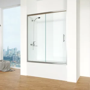 Custom Single Sliding Tempered Glass Shower Door with Frame and Bathroom Screen