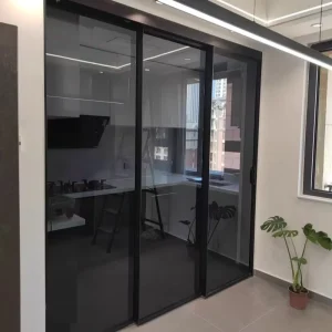Custom Size Aluminum Alloy Minimalist Sliding Door Sound Insulation Tempered Glass Waterproof for Interior Use Balcony Kitchen