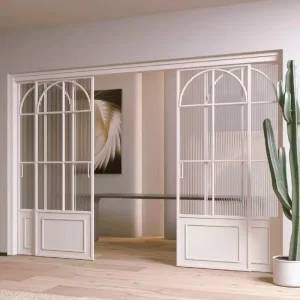 Custom-Size Aluminum Alloy Sliding Door with Tempered Glass, Waterproof and Sound Insulation, for Interior, Balcony, and Kitchen