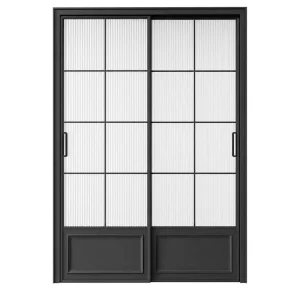 Custom-Size Black Thin-Frame Aluminum Sliding Door for Apartment or Villa