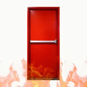 Custom Size Galvanized Steel Single Leaf Fire Rated Door with Panic Bar