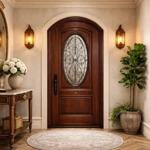 Custom-Size Modern Solid Wood Entry Door for Interior or Exterior Use