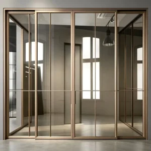 Custom Size Multi-Point Lock Aluminum Sliding Door Gray 8mm Double Glazing for Office Building Hotel Balcony Partition
