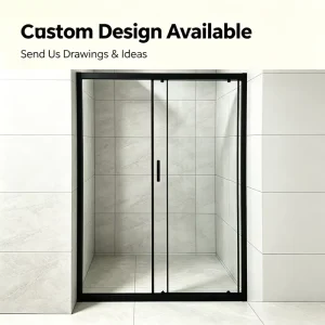 Custom-Size Square Aluminum Frame Sliding Shower Door with Easy-Clean Tempered Glass Shower Screen
