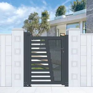 Custom Size Weatherproof Aluminum Side Gate with Residential Boundary Fence Matching for Pedestrian Gate or Court Entrance