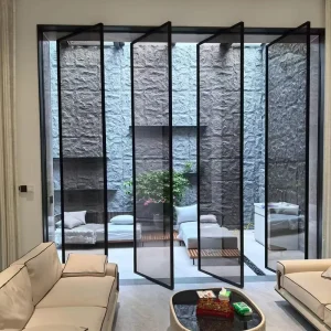 Custom-Sized Aluminum Alloy Off-Axis Pivot Concealed Swing Door, Windproof, for Living Rooms