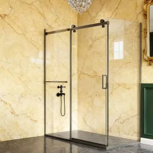 Custom Sliding Frameless Stainless Steel Tempered Glass Shower Door with Soft Closing for Hotel Rooms