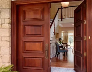 Custom Solid Wood Double Entry Door with Old World Style for House
