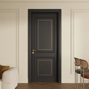 Custom Solid Wood Interior Bedroom Door, Waterproof Composite Paint Finish, Retro French Style