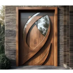 Custom Solid Wood Main Entrance Door with Waterproof Finished Surface