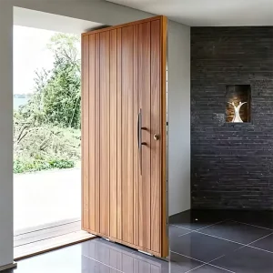 Custom Solid Wood Modern Security Front Swing Door Commercial Outdoor Entry