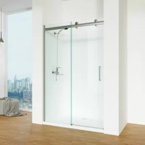 Custom Stainless Steel Frameless Shower Door 8mm Sliding Tempered Glass Bathroom Shower Enclosure Straight