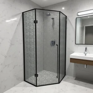 Custom Stainless Steel Shower Room Partition Door 8mm Glass Hinge Shower Stall for Hotels Apartments Bathrooms