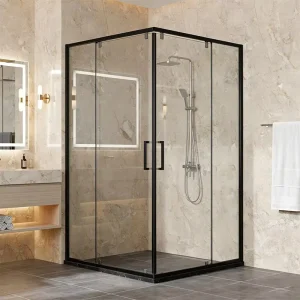 Custom Stainless Steel Sliding Glass Shower Door with Aluminum Alloy Frame for Small Bathroom Shower Enclosure
