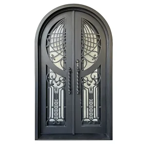 Custom Steel Swing Double Entrance Door with Handles Locks and Bolts Modern Exterior Front Door for Houses