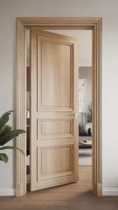 Custom Teak and Walnut Solid Wood Interior Door with Lacquer Finish and Sound Insulation