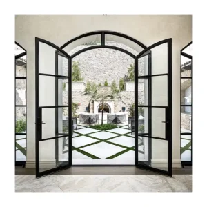 Custom Tempered Glass Interior Doors Aluminum Alloy Double Arch Modern Apartment Thermal Insulation Door