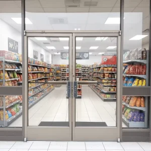Custom Tempered-Glass Security Lock for Retail Stores, Showrooms, and Commercial Entrances