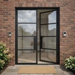 Custom Thermal Break Steel French Double Glass Waterproof Weatherproof Exterior Entry Swing Door Factory Direct OEM