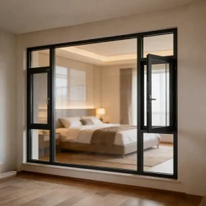 Custom Thermal Insulated Double Glazed Broken Bridge Aluminum Alloy Casement Folding Window with Screen and Windproof Design