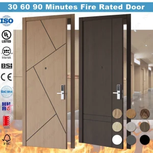 Custom UL WH Certified Fire Rated Wooden Door for American Hotels, Interior Fireproof Timber Door