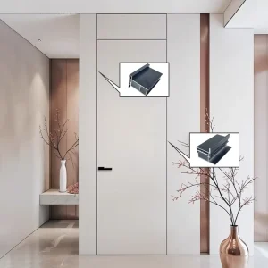Custom Ultra Narrow 18mm Aluminum Frame Wooden Door Interior Aluminum Wood Doors for Home Renovation