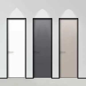 Custom Ultra-Narrow Aluminum and Wood Slab Invisible Flush Interior Door