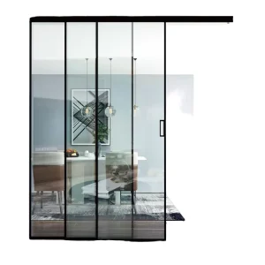 Custom Ultra-Thin Double-Layer Aluminum Frame Sliding Kitchen Door with Interior Screen